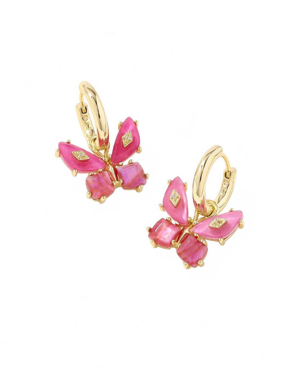 NEW KENDRA SCOTT women's bianca butterfly huggie earring in pink mix